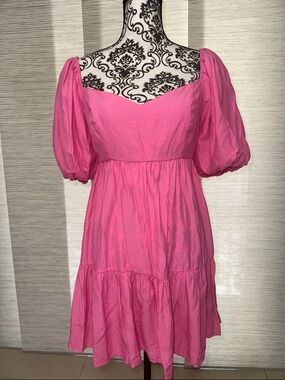 Flying Tomato Pink Puff-Sleeve Mini Dress Sz. S